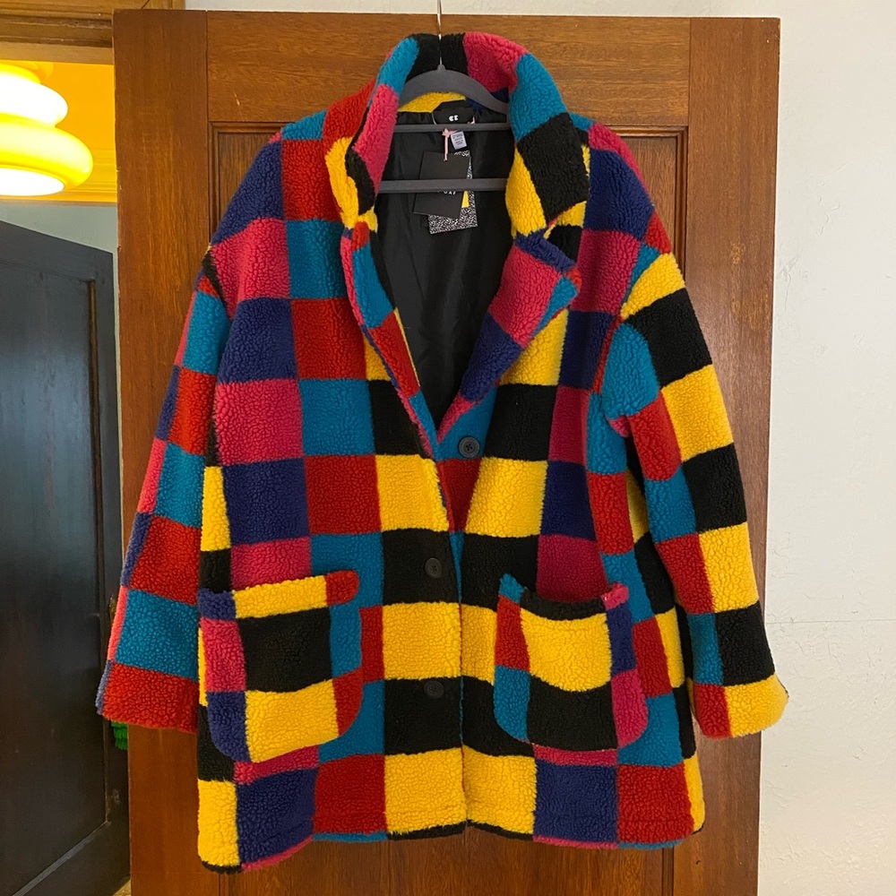 Lazy Oaf NWT Coloured Cube Fleece Coat